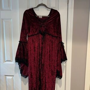 Elegant Wine Red Goth Velvet Gown